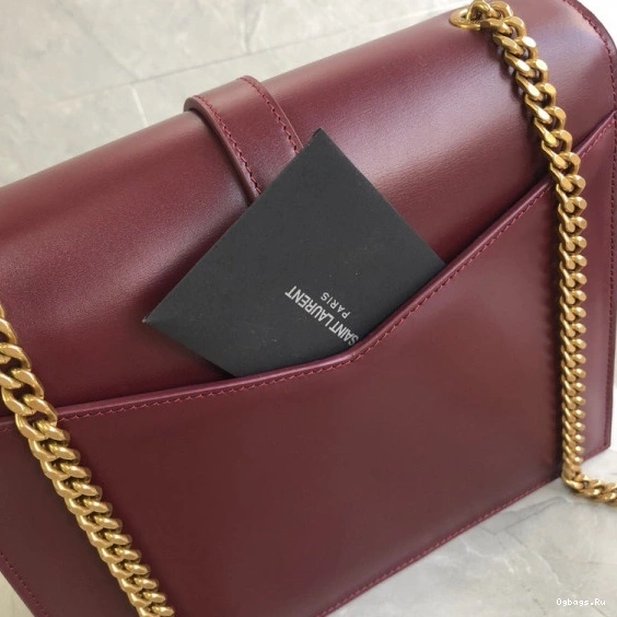 BURGUNDY LEATHER SULPICE MEDIUM YSL CHAIN BAG IN 0821